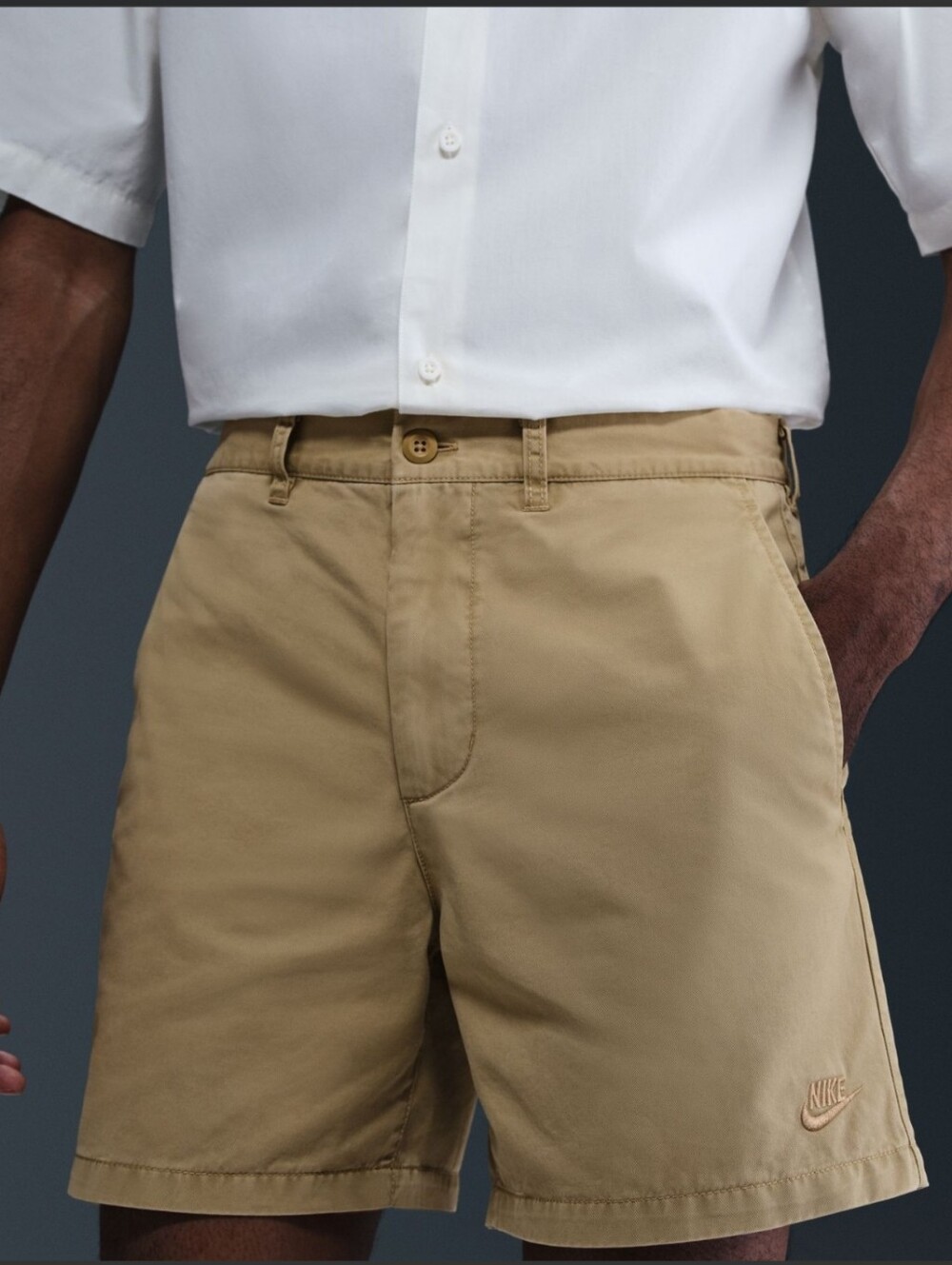 Nike Club Washed Chino Shorts ~ Parachute Beige Cotton HJ2658-297 Men's: 34 *NWT